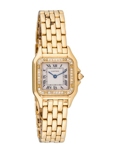 cartier gold and silver watch|cartier panthere gold diamond watch.